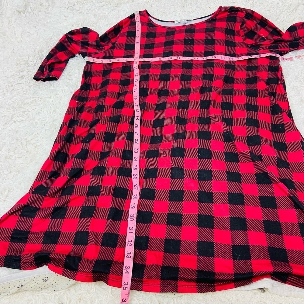 Celebrate together Red and Black buffalo Plaid Long Sleeve stretch mini Dress XL - Picture 12 of 13